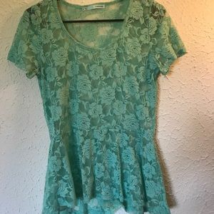 Maurice’s Light blue floral lace peplum top